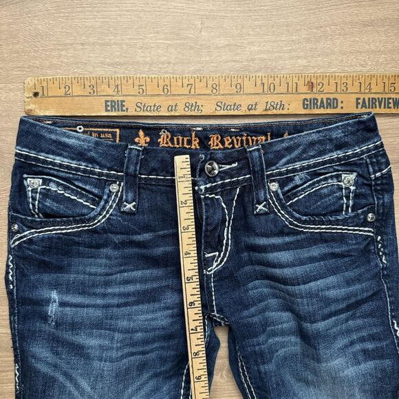 Rock Revival Womens Charlotte Skinny Dark Wash Sequin Jeans Size 27 - Picture 6 of 8